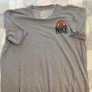 Nike Heather Gray Tee with Orange Basketball Logo